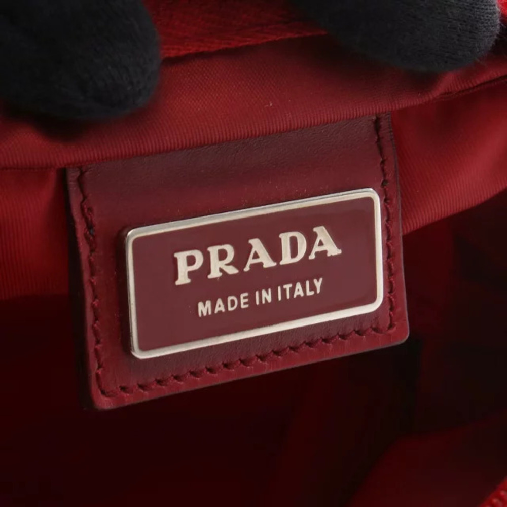 Prada Triangle Shoulder Bag Leather Red - Picture 4 of 6